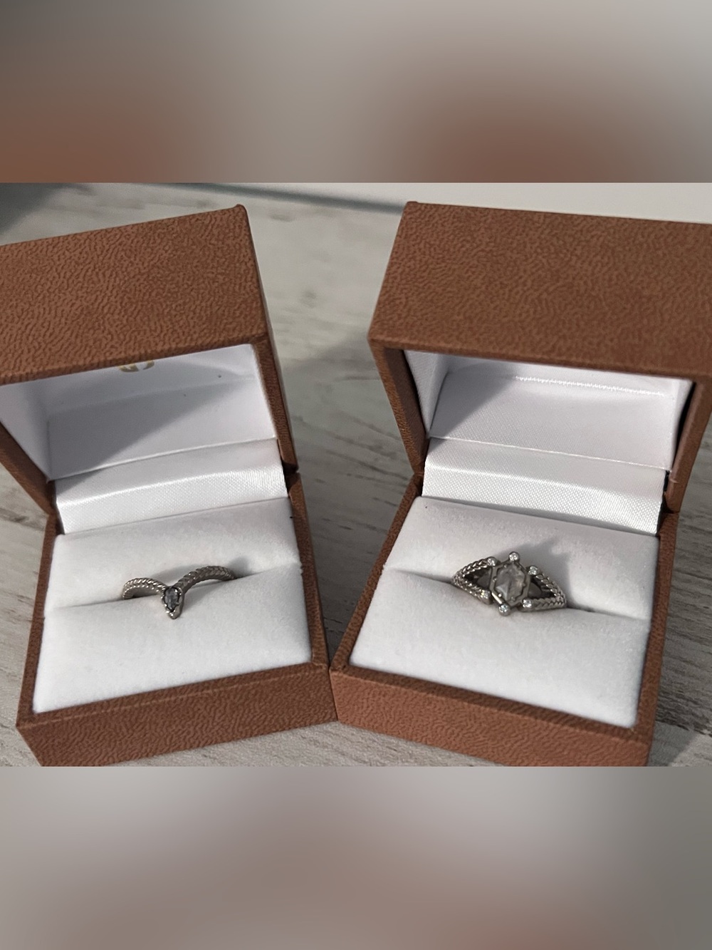 Swank Metalsmithing Natural Diamond Wedding Set